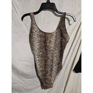 Vtg Newport News Sun Streak Animal Tiger Print tank 1 Pc Swimsuit 10 No wire